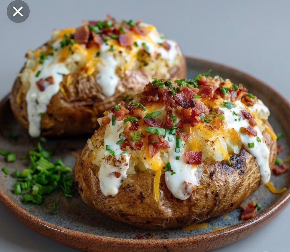 Patata carbonara asada